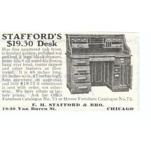 E.H. Stafford & Bro Desk Chicago c1905 Original Magazine Advertisement AE7-SA1